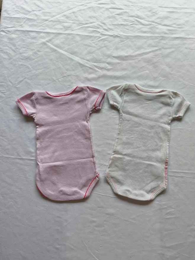 Lote de 2 bodies Petit Bateau 3 meses mangas cortas rosa y blanco – photo 3